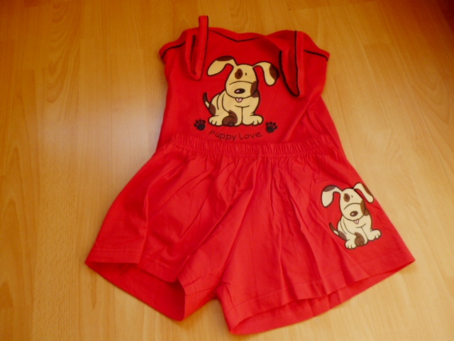 01610 Top und Shorty - Ladies Short Pyjama - rot