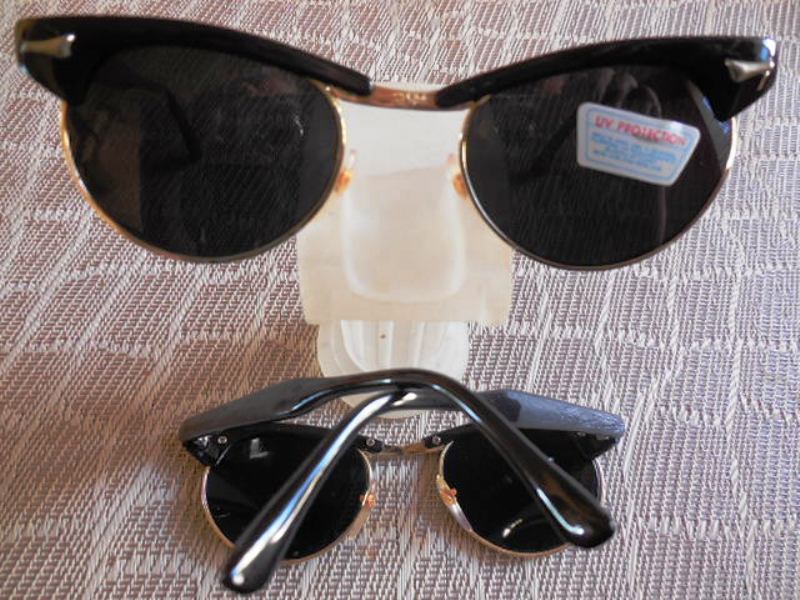 02389 stylische Sonnenbrille schwarz - Goldrand